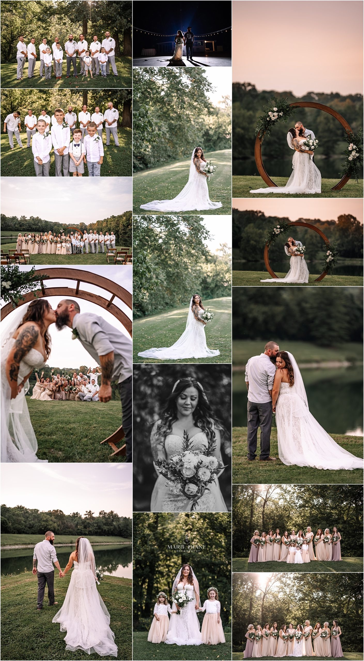 Wedding party posed images at Indie Hollow wedding venue