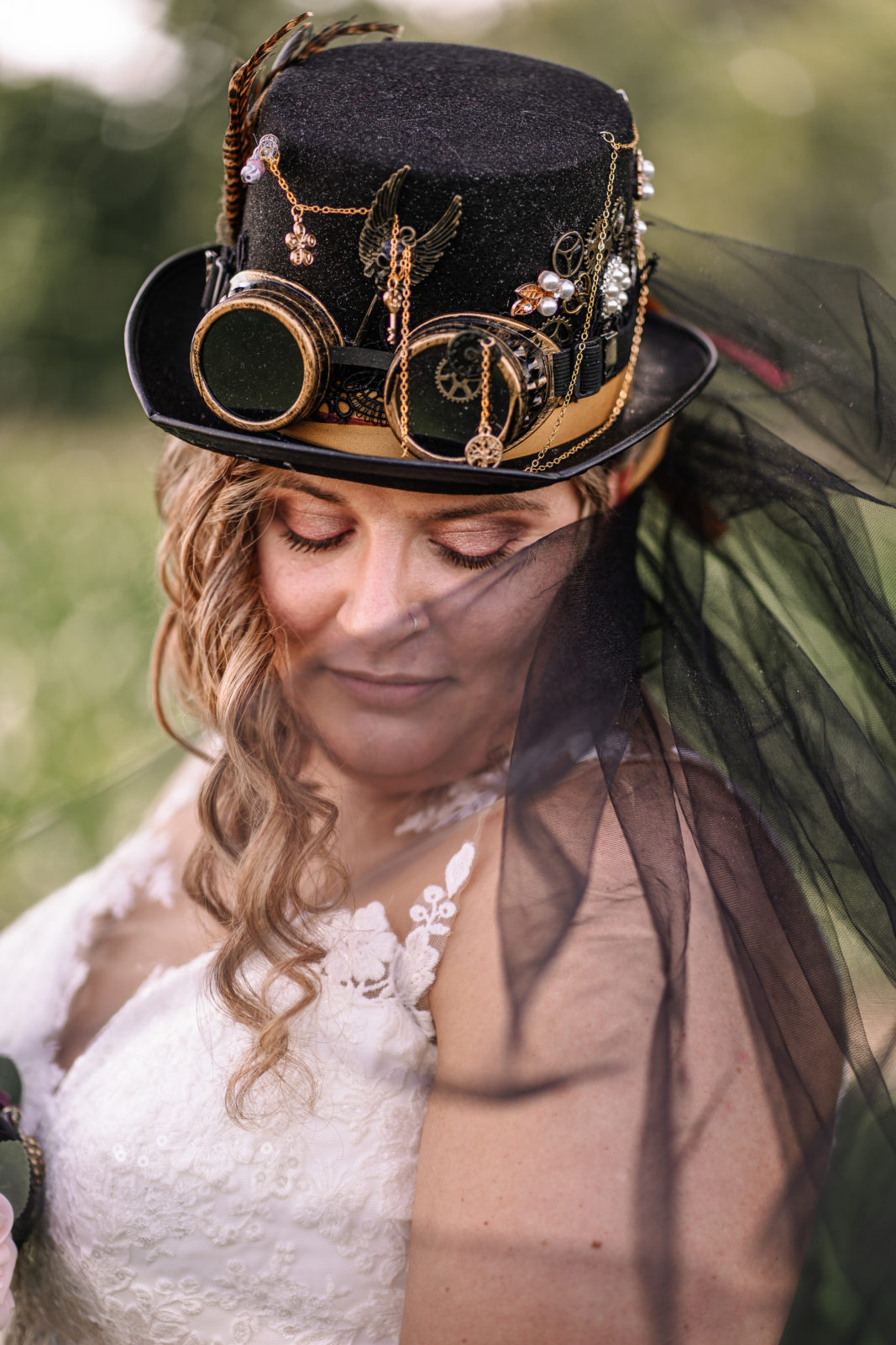 Steampunk top hat bride